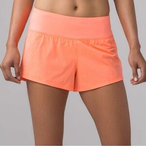 Lululemon Final Lap Shorts Perforated Run Training Activewear Pop Orange Size 6
